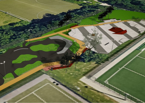 Plan der Skate- uns Pumptrackanlage in Saarn