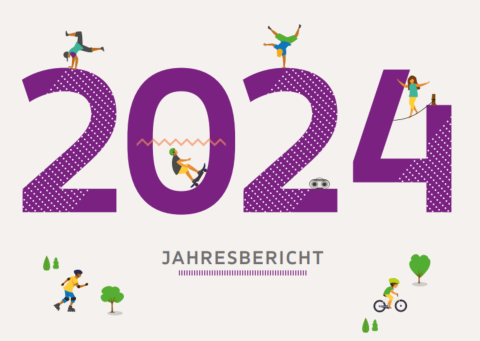 Auf der Grafik ist die Jahreszahl 2024 dargestellt und einige kleinen Icons üben drum herum Sportarten aus. 